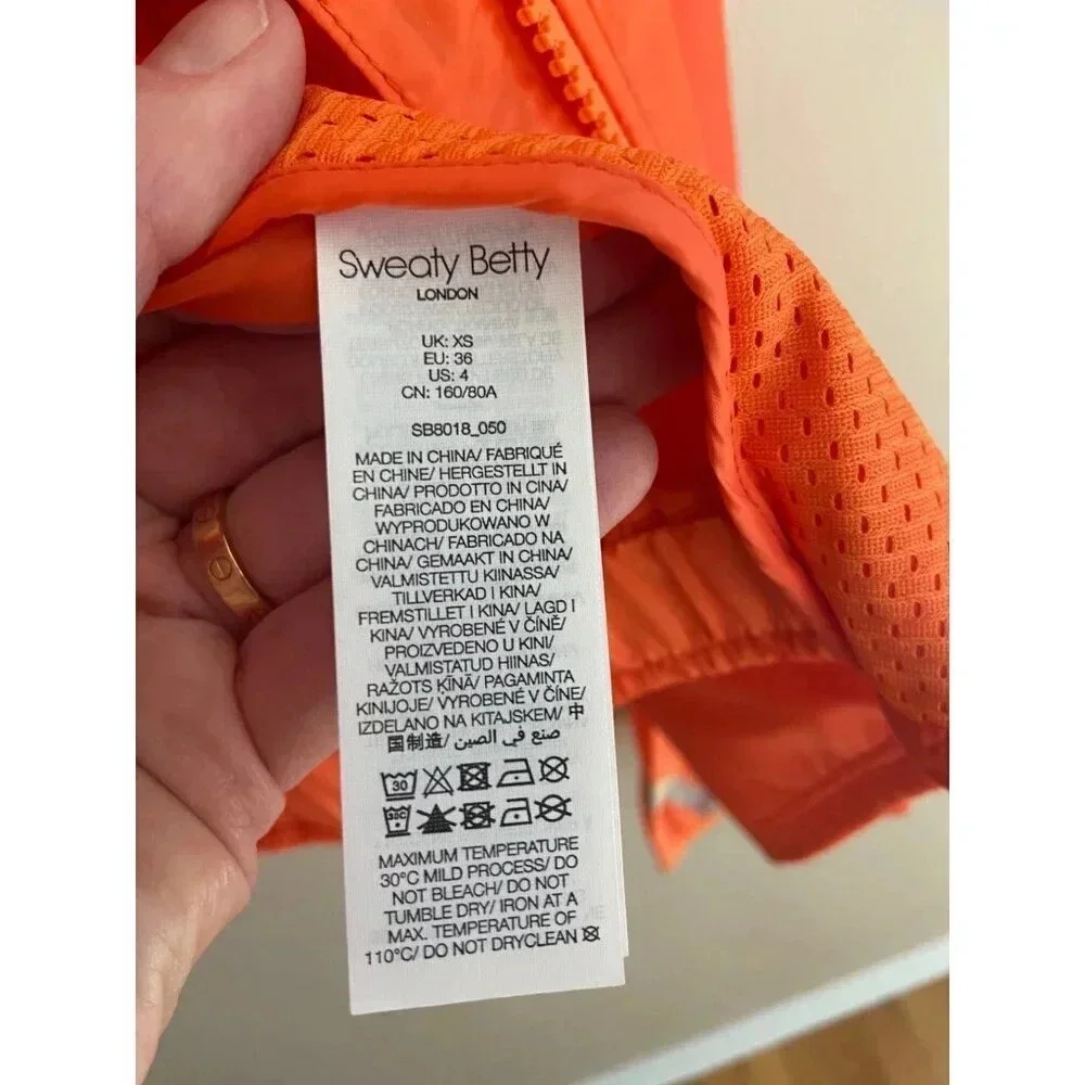 Sweaty Betty NWT Pack Away Jacket Hooded Lightweight Full Zip Size XS